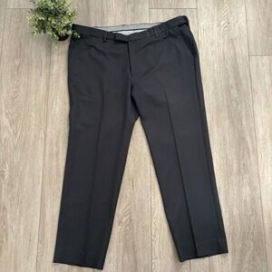 Paul Fredrick Dress Pants Size 42 x 30 Flat Front Slacks Stretch Trousers Dark